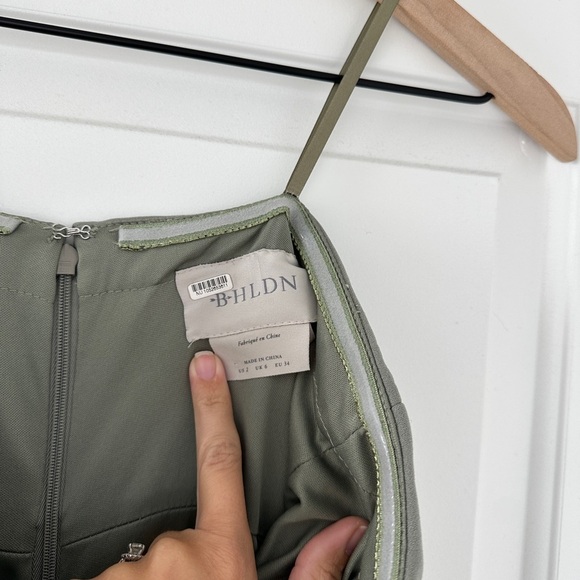 BHLDN Everly Strapless Crepe Gown Dress in Sage Green - Picture 8 of 9